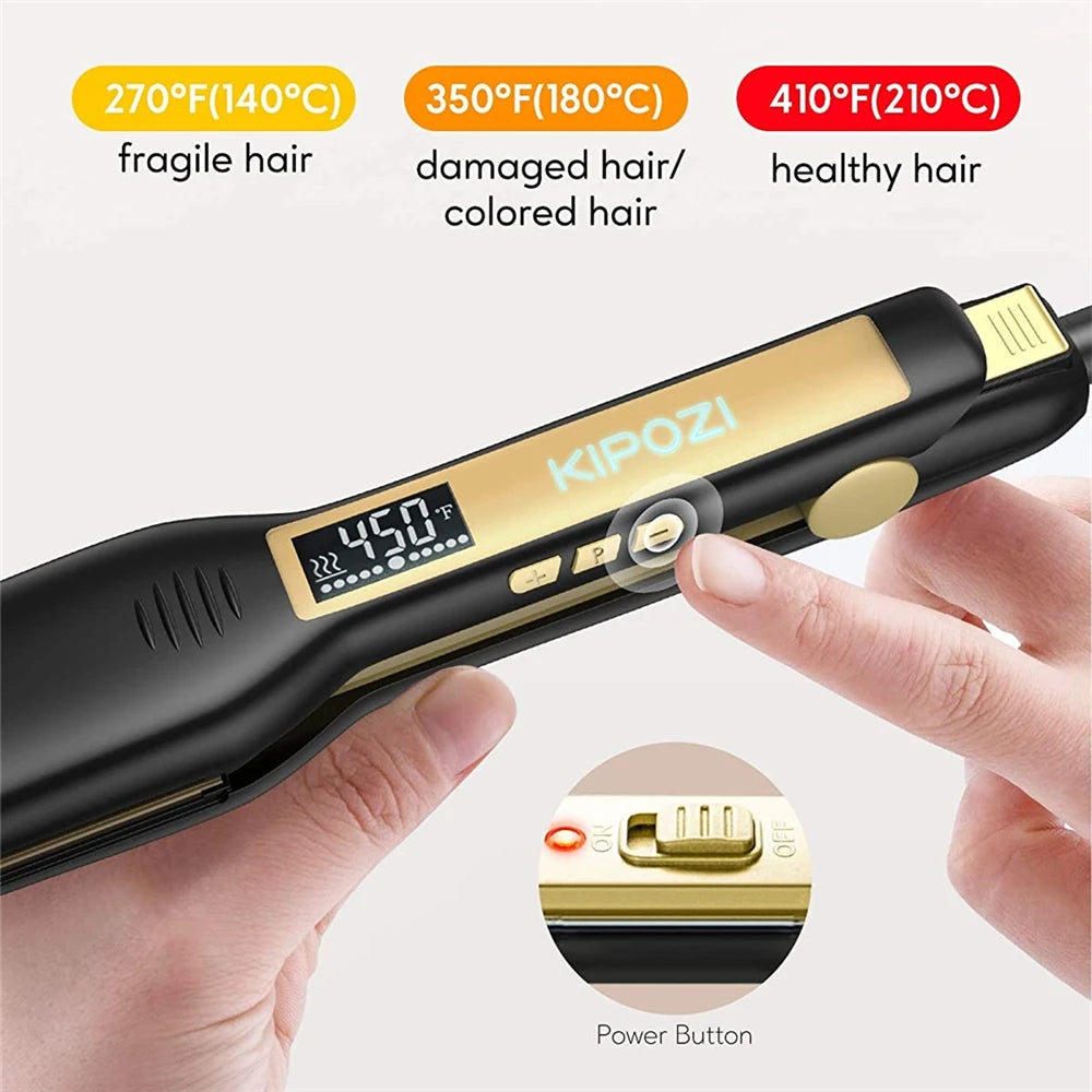 Professional Titanium Flat Iron Hair Straightener with Digital LCD Display Dual Voltage KIPOZI