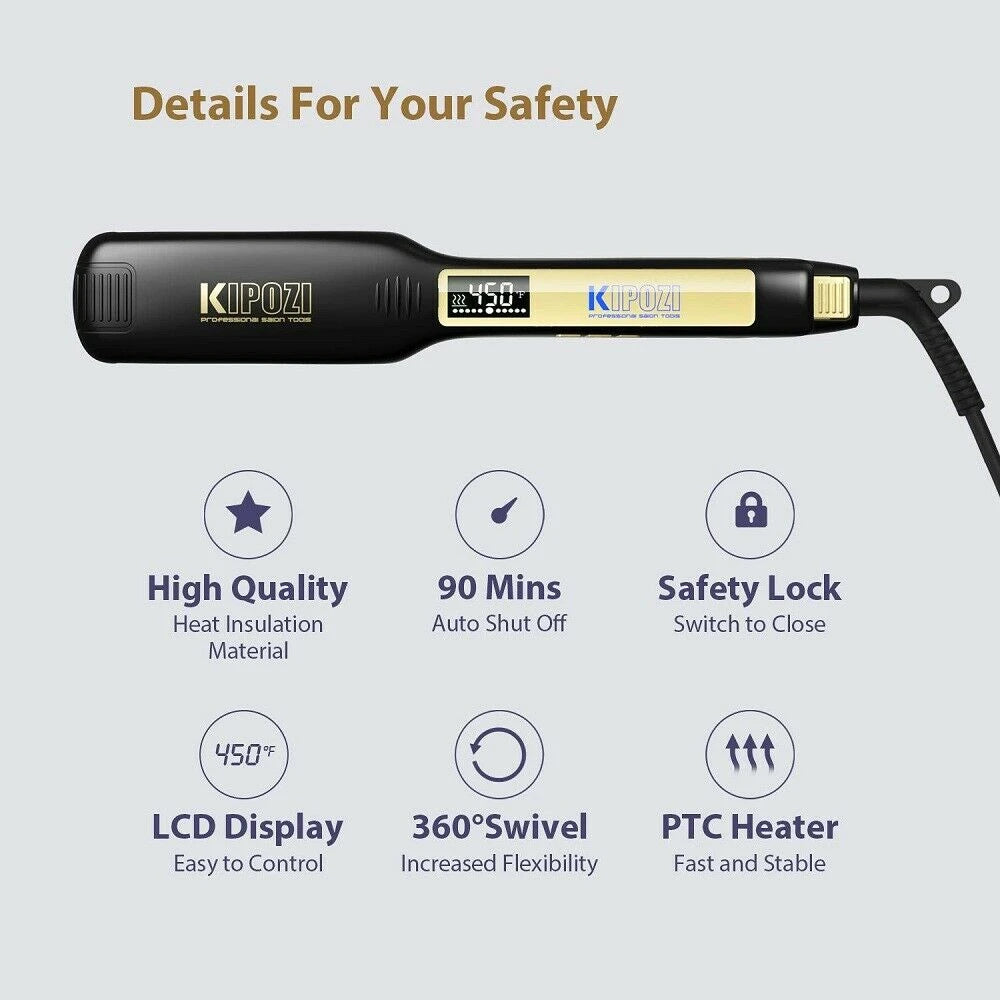 Professional Titanium Flat Iron Hair Straightener with Digital LCD Display Dual Voltage KIPOZI