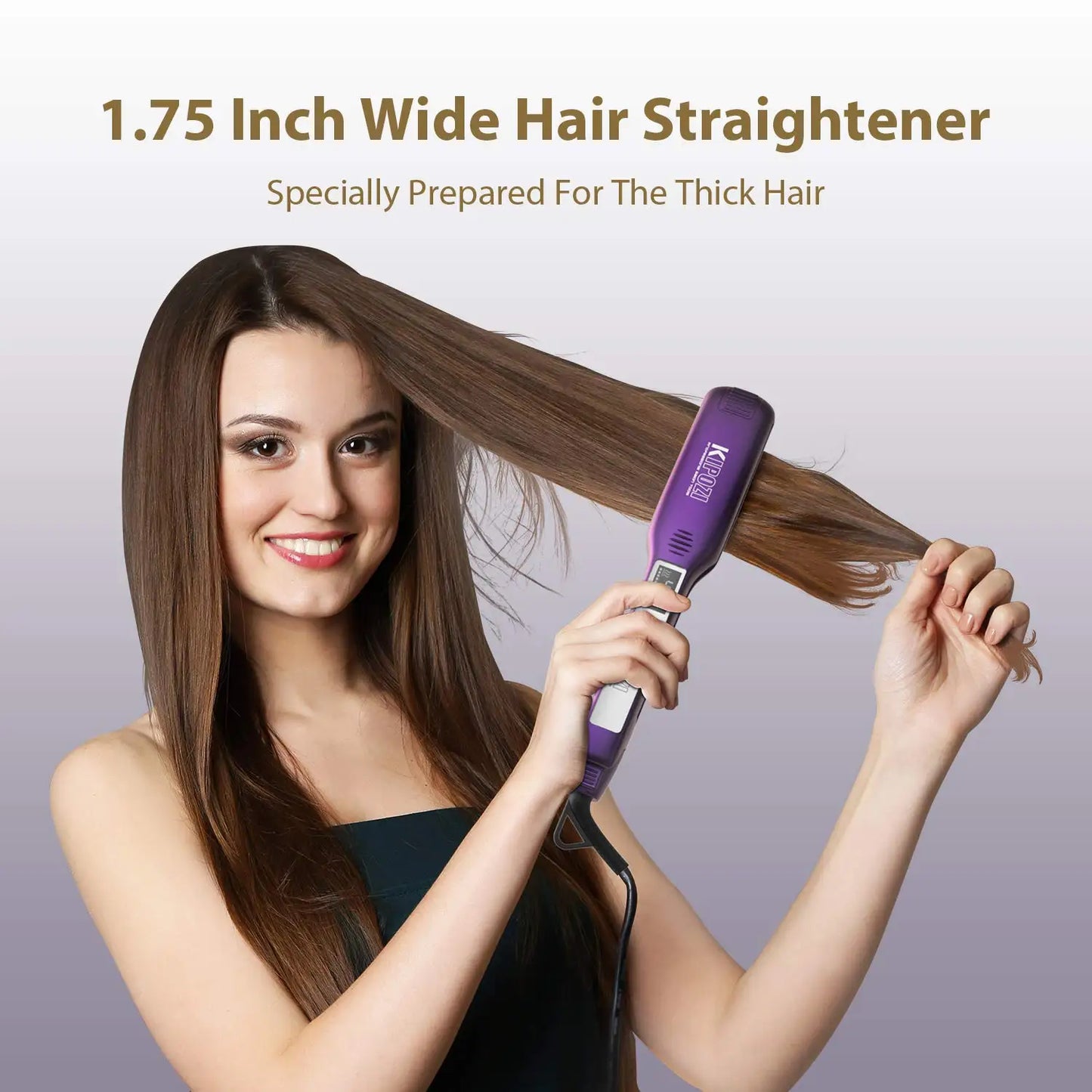 Kipozi Professional Titanium Hair Straightener with Instant Heating Dual Voltage Digital LCD Display