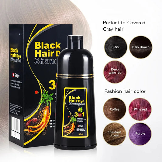 3 in 1 hair dye shampoo, instant hair darkening, coloring based on natural ingredients 100ml/500ml