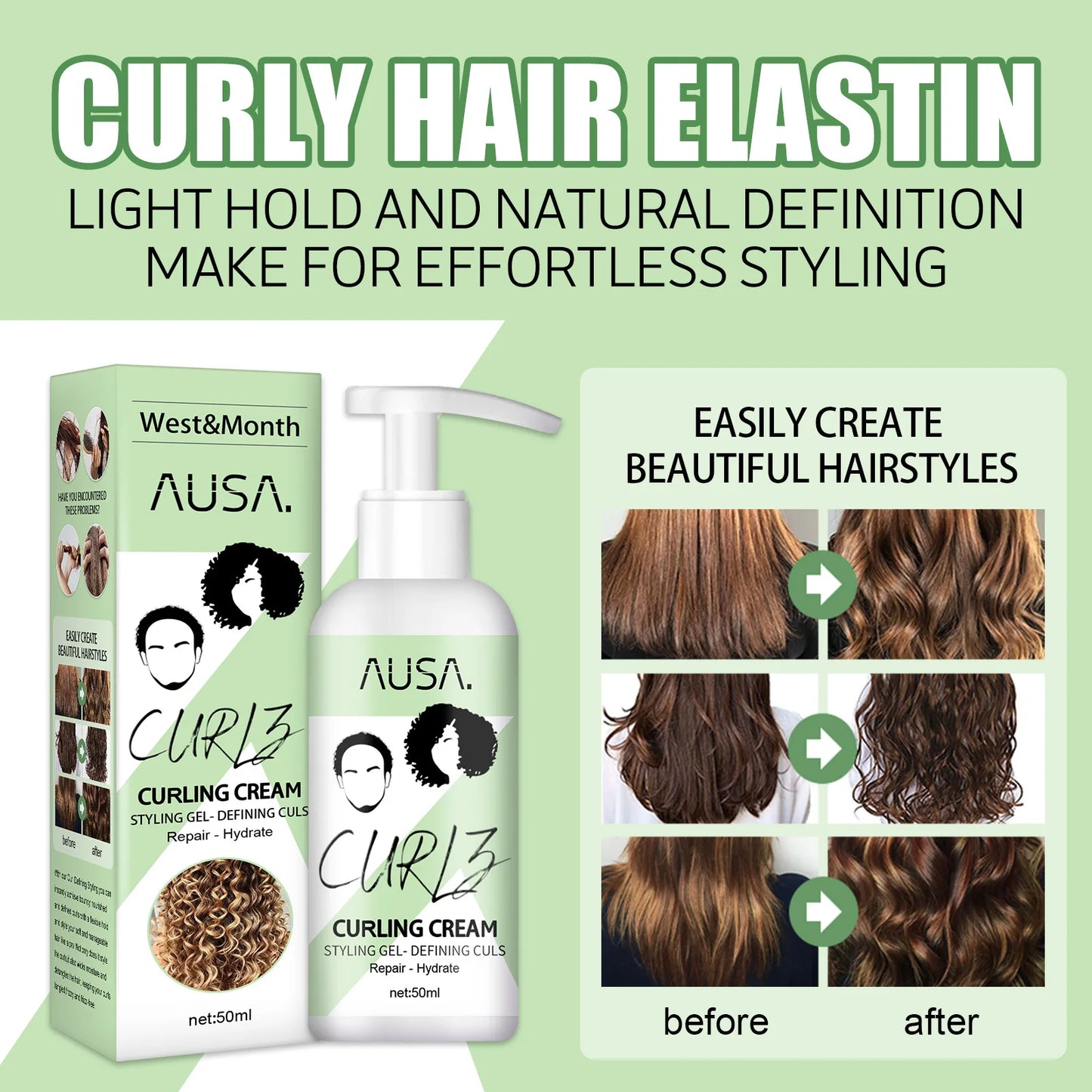 Curling Cream, Styling Gel/Defining Curls - 50ml